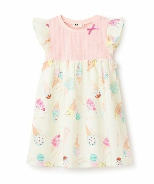 KP / ケーピー ミニ丈・ひざ丈ワンピース | アイスクリームプリント ワンピース（オフ ホワイト）