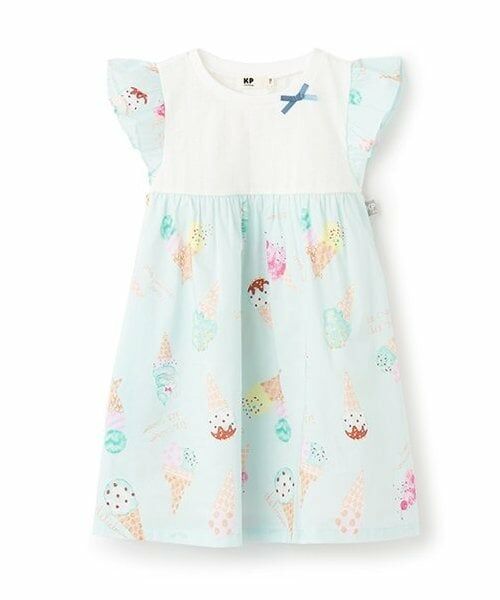 KP / ケーピー ミニ丈・ひざ丈ワンピース | アイスクリームプリント ワンピース（ミント）