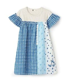 KP / ケーピー ミニ丈・ひざ丈ワンピース | ローンプリント＆レース 縦接ぎワンピース