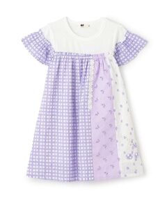 KP / ケーピー ミニ丈・ひざ丈ワンピース | ローンプリント＆レース 縦接ぎワンピース