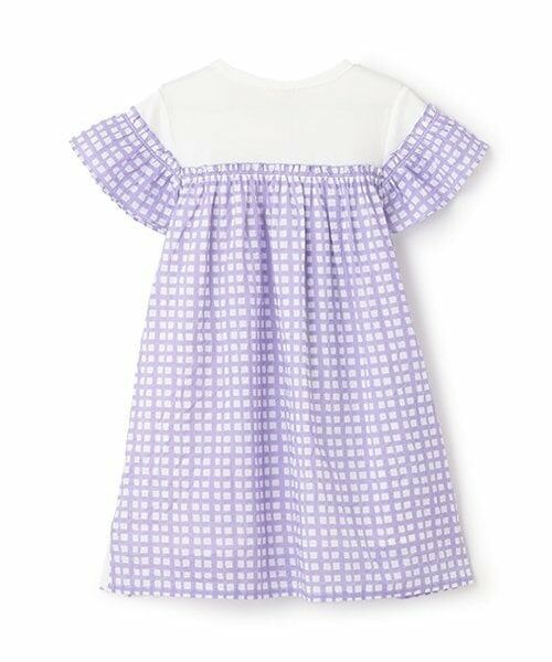 KP / ケーピー ミニ丈・ひざ丈ワンピース | ローンプリント＆レース 縦接ぎワンピース | 詳細1