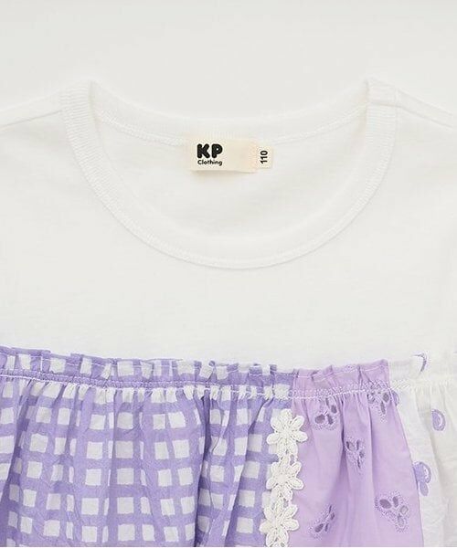 KP / ケーピー ミニ丈・ひざ丈ワンピース | ローンプリント＆レース 縦接ぎワンピース | 詳細2