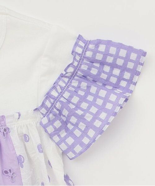 KP / ケーピー ミニ丈・ひざ丈ワンピース | ローンプリント＆レース 縦接ぎワンピース | 詳細3