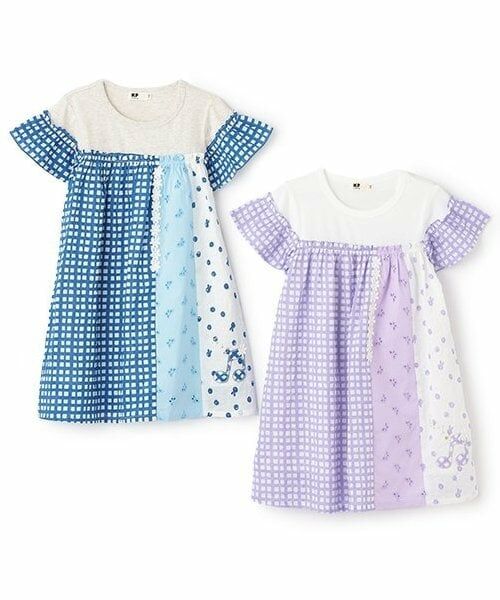 KP / ケーピー ミニ丈・ひざ丈ワンピース | ローンプリント＆レース 縦接ぎワンピース | 詳細7