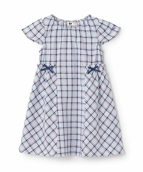 KP / ケーピー ミニ丈・ひざ丈ワンピース | 先染めチェック ワンピース（ブルー）