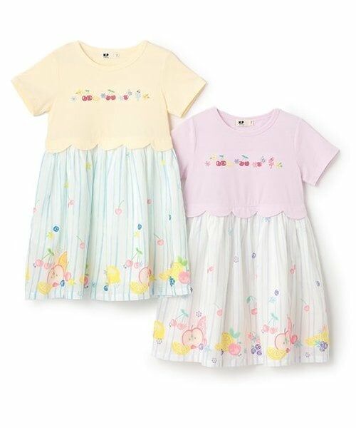 KP / ケーピー ミニ丈・ひざ丈ワンピース | シフォン フルーツ柄プリント ワンピース | 詳細10