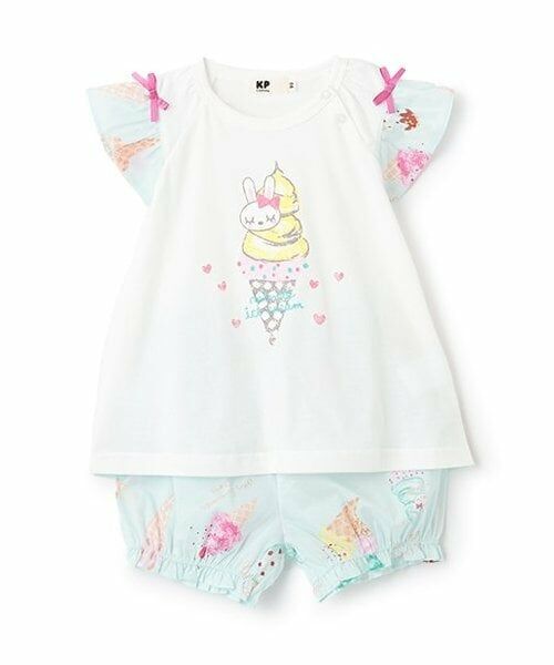 KP / ケーピー Tシャツ | アイスクリームプリント Tシャツ＆ブルマセット（オフ ホワイト）