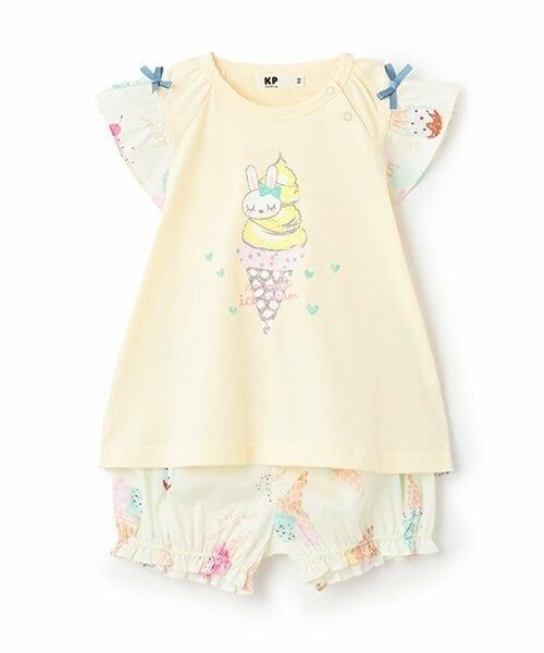 KP / ケーピー Tシャツ | アイスクリームプリント Tシャツ＆ブルマセット（クリーム）