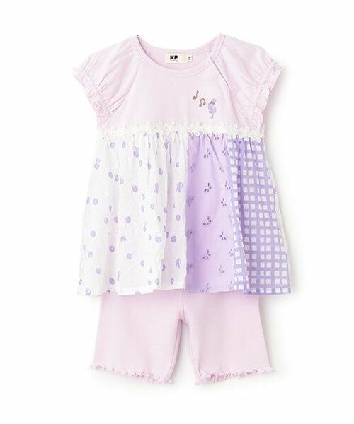 KP / ケーピー その他トップス | ローンプリント＆レース 縦接ぎチュニックセット（ラベンダー）