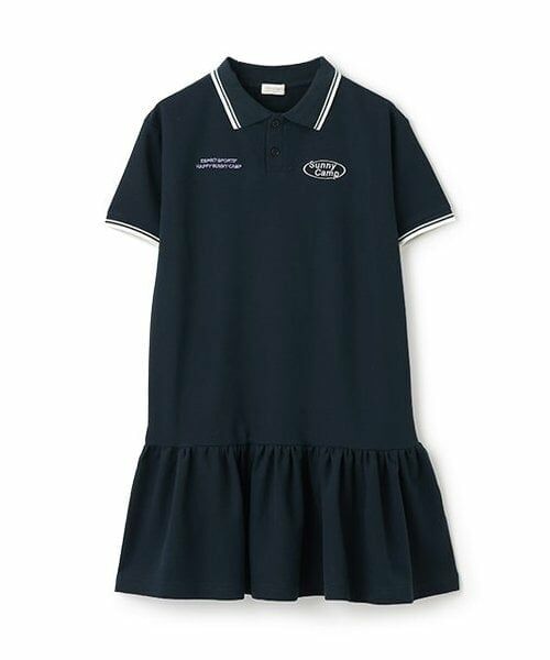 KP / ケーピー ミニ丈・ひざ丈ワンピース | trois lapins (トロワラパン) ポロ衿ワンピース（紺）