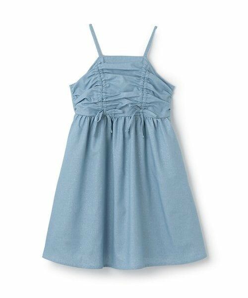 KP / ケーピー ミニ丈・ひざ丈ワンピース | trois lapins (トロワラパン) ダブルギャザー キャミワンピ（サックス）