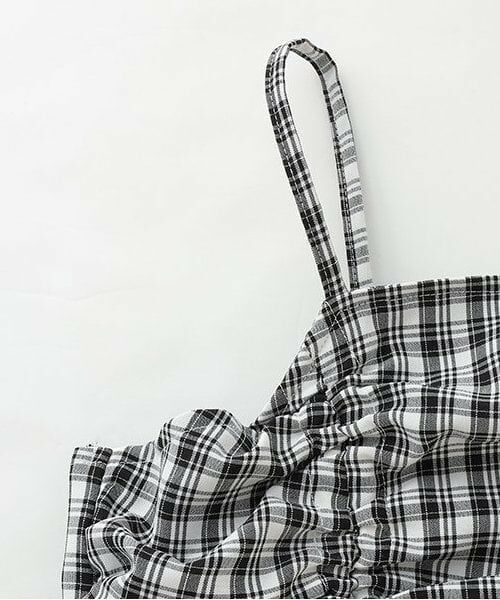 KP / ケーピー ミニ丈・ひざ丈ワンピース | trois lapins (トロワラパン) ダブルギャザー キャミワンピ | 詳細3