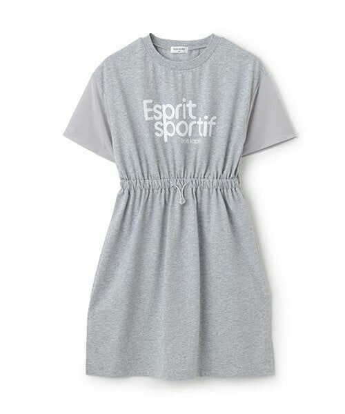 KP / ケーピー ミニ丈・ひざ丈ワンピース | trois lapins (トロワラパン) ウェスト ドロスト ワンピース（グレー）