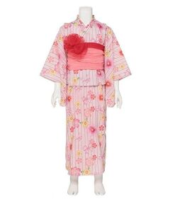 KP / ケーピー 着物・浴衣・小物類 | ワンピースにもなる2WAY浴衣 ストライプ×花リボン柄