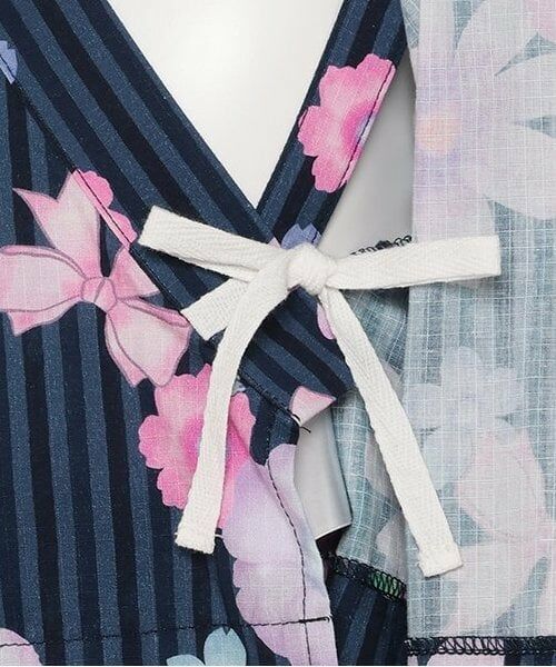 KP / ケーピー 着物・浴衣・小物類 | ワンピースにもなる2WAY浴衣 ストライプ×花リボン柄 | 詳細11