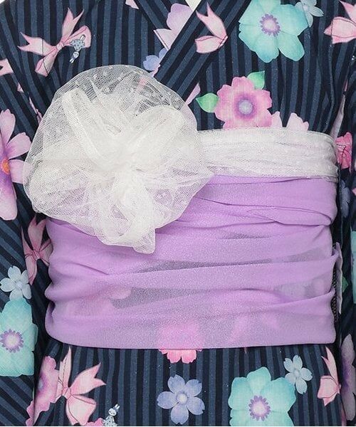 KP / ケーピー 着物・浴衣・小物類 | ワンピースにもなる2WAY浴衣 ストライプ×花リボン柄 | 詳細14