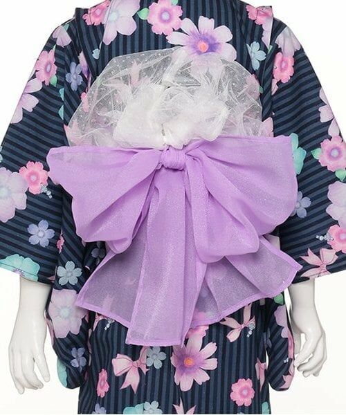 KP / ケーピー 着物・浴衣・小物類 | ワンピースにもなる2WAY浴衣 ストライプ×花リボン柄 | 詳細17