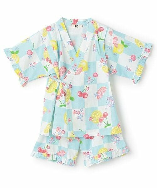 KP / ケーピー 着物・浴衣・小物類 | 甚平 市松×フルーツ柄（サックス）