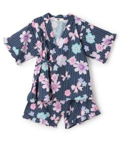 KP / ケーピー 着物・浴衣・小物類 | 甚平 ストライプ×花リボン柄