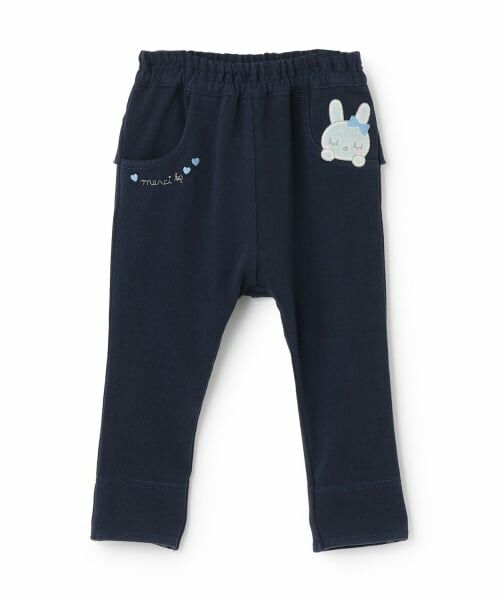 KP / ケーピー その他パンツ | mimiちゃんアップリケ ヒップフリル ニットツイル パンツ（紺）