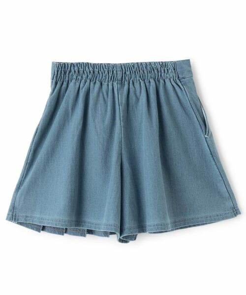 KP / ケーピー ショート・ハーフ・半端丈パンツ | ニットデニム プリーツ ラップキュロット | 詳細1