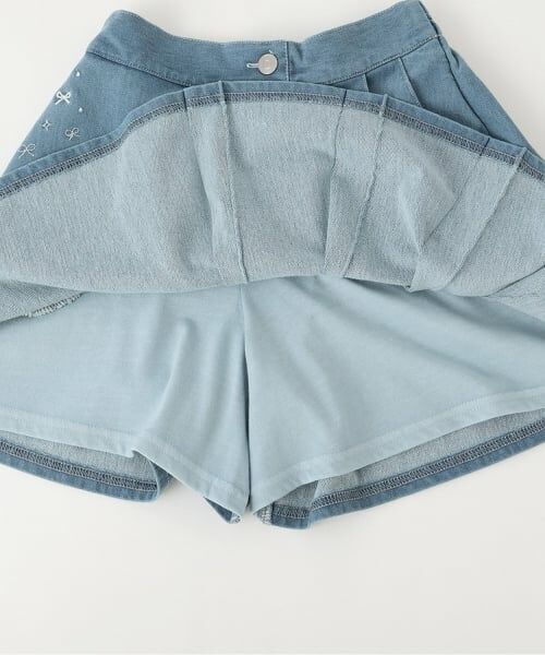 KP / ケーピー ショート・ハーフ・半端丈パンツ | ニットデニム プリーツ ラップキュロット | 詳細6