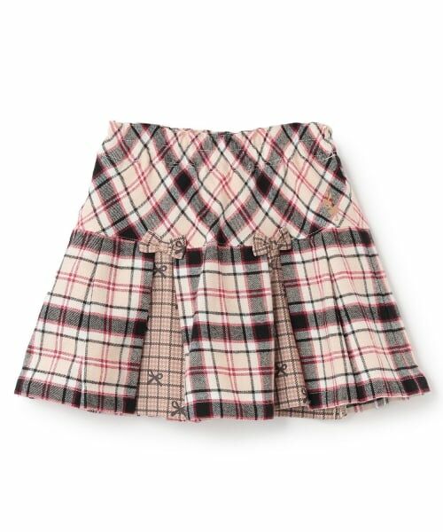 KP / ケーピー ショート・ハーフ・半端丈パンツ | チェック×チェック プリーツスカパン（ベージュ）