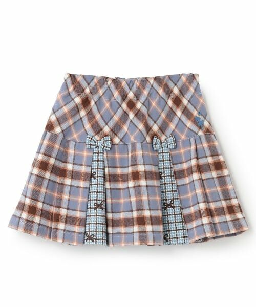 KP / ケーピー ショート・ハーフ・半端丈パンツ | チェック×チェック プリーツスカパン（ブルー）