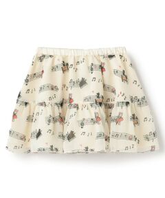 KP / ケーピー ミニ・ひざ丈スカート | 音符柄プリント シフォン スカート