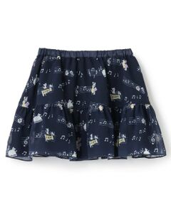 KP / ケーピー ミニ・ひざ丈スカート | 音符柄プリント シフォン スカート