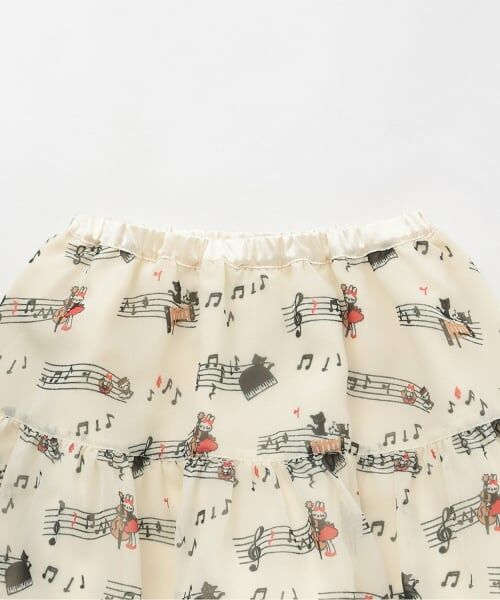 KP / ケーピー ミニ・ひざ丈スカート | 音符柄プリント シフォン スカート | 詳細2