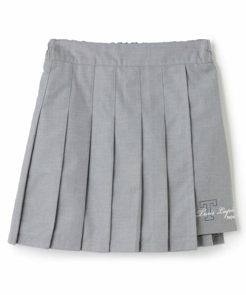 KP / ケーピー ミニ・ひざ丈スカート | 【Trois Lapins】 ヘムロゴ プリーツスカート(グレー)