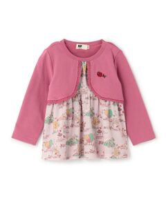 秋の街並柄 カーディガンレイヤード風チュニック