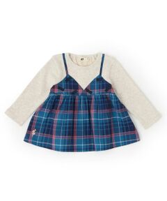 KP / ケーピー スウェット | ヘリンボンチェック×裏毛 レイヤード風トレーナー