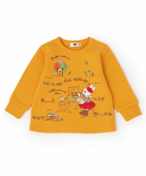 KP / ケーピー スウェット | お絵描きミミ 刺シュウトレーナー 【吸湿発熱加工】（オレンジ）