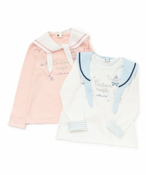 KP / ケーピー Tシャツ | キラキラユニコーン刺シュウ セーラー衿長袖Tシャツ | 詳細7