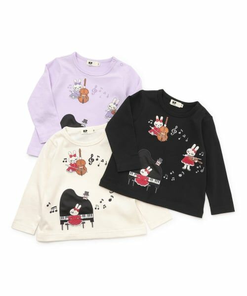 KP / ケーピー Tシャツ | mimiちゃん ピアノアップリケ 長袖Tシャツ | 詳細6