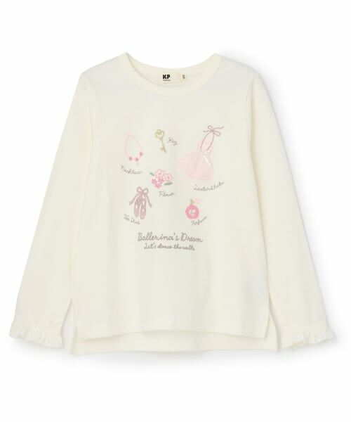 KP / ケーピー Tシャツ | バレエモチーフ 長袖Tシャツ（オフ ホワイト）