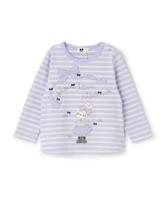 KP / ケーピー Tシャツ | mimiちゃんアップリケ ボーダー長袖Tシャツ