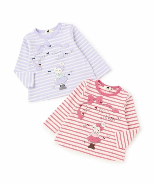 KP / ケーピー Tシャツ | mimiちゃんアップリケ ボーダー長袖Tシャツ | 詳細8
