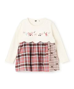 KP / ケーピー その他トップス | リボン×チェック スカラップ切り替え 長袖チュニック