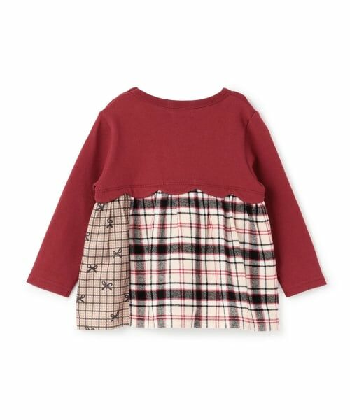 KP / ケーピー その他トップス | リボン×チェック スカラップ切り替え 長袖チュニック | 詳細1