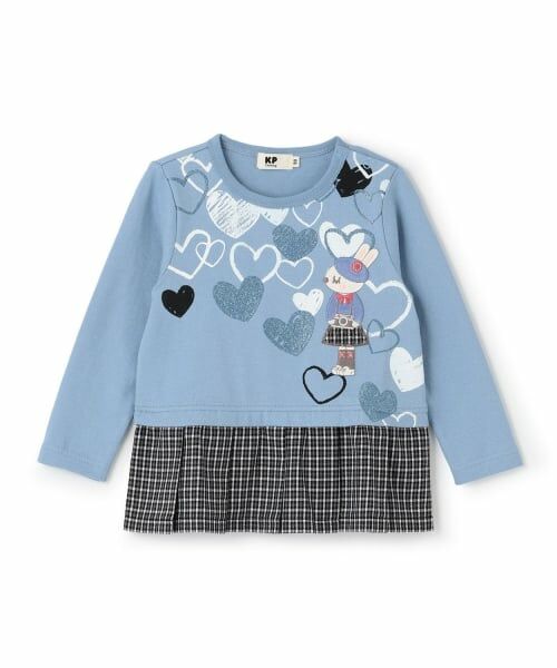 KP / ケーピー その他トップス | チェックプリーツ 長袖チュニック（ブルー）