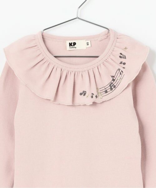 KP / ケーピー Tシャツ | 音符刺シュウ フリル衿フライス微起毛長袖Tシャツ | 詳細2