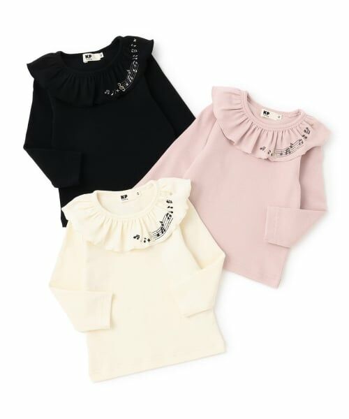 KP / ケーピー Tシャツ | 音符刺シュウ フリル衿フライス微起毛長袖Tシャツ | 詳細6