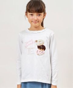 KP / ケーピー Tシャツ | ドーナツ柄アップリケ 長袖Tシャツ