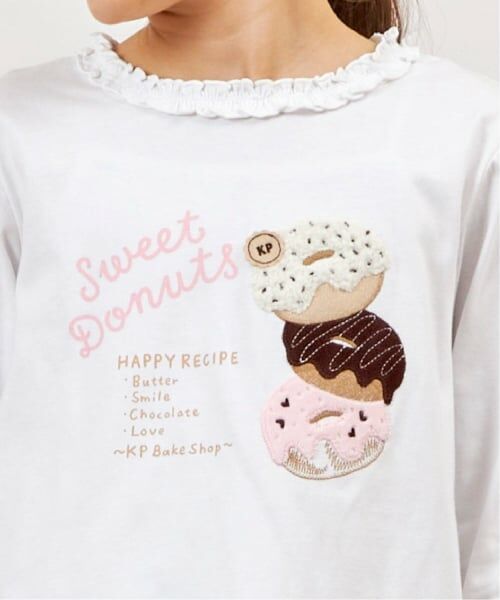 KP / ケーピー Tシャツ | ドーナツ柄アップリケ 長袖Tシャツ | 詳細9