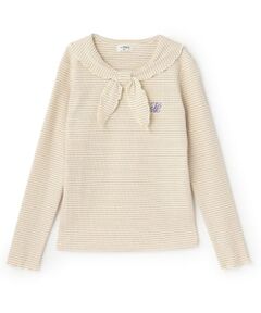 KP / ケーピー Tシャツ | 【Trois Lapins】 セーラー衿 テレコボーダー長袖Tシャツ