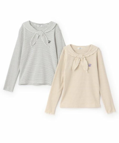 KP / ケーピー Tシャツ | 【Trois Lapins】 セーラー衿 テレコボーダー長袖Tシャツ | 詳細7