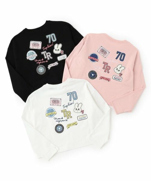 KP / ケーピー Tシャツ | 【Trois Lapins】 ワッペンデザイン 長袖Ｔシャツ | 詳細10